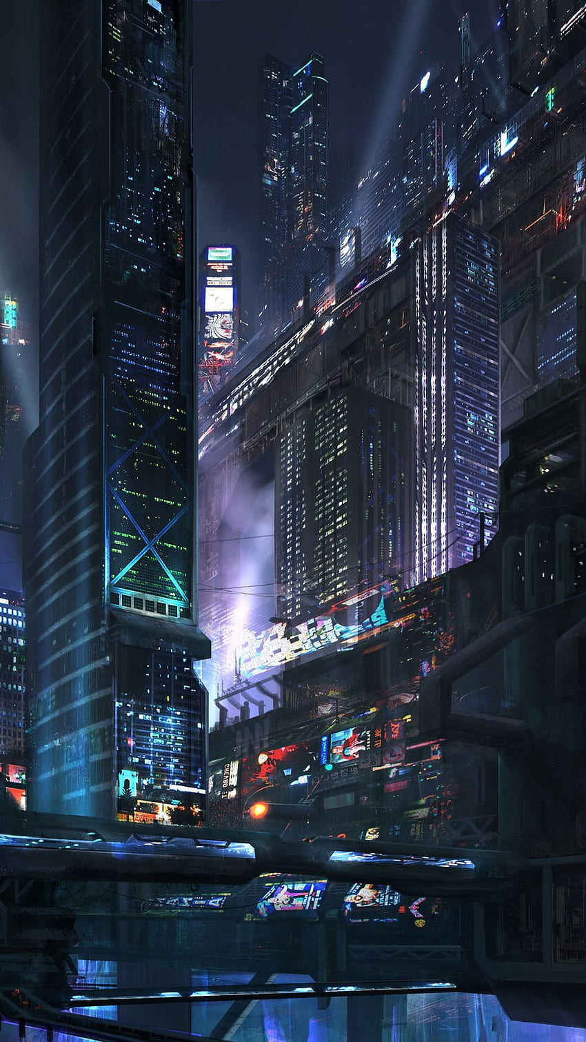 Futuristic city at night Mobile 14008 HD phone wallpaper