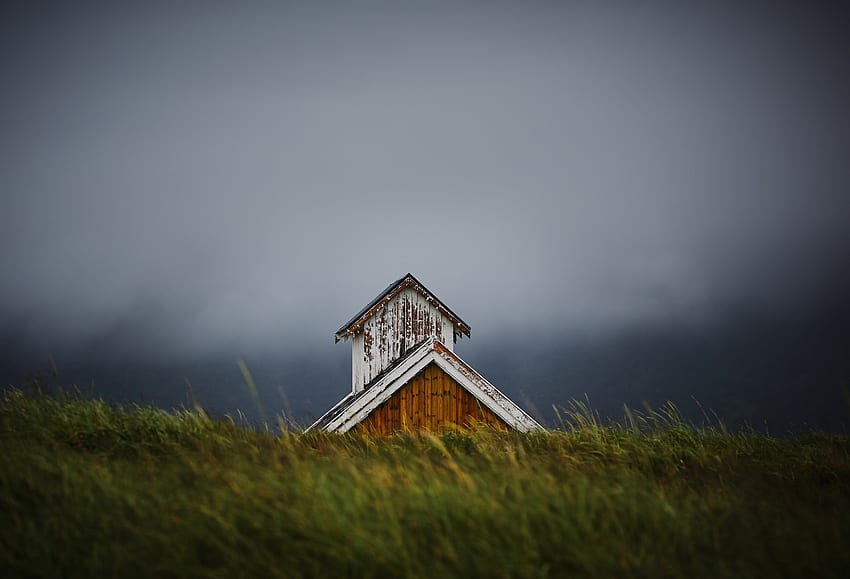 Къща, покрив, пейзаж, Норвегия HD тапет