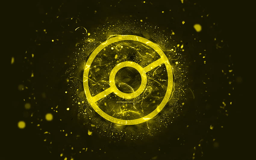 Żółte logo Pokemon Go, żółte neony, kreatywne, żółte abstrakcyjne tło, logo Pokemon Go, gry online, Pokemon Go Tapeta HD