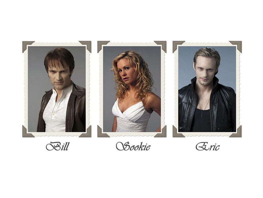 Bill, Sookie e Eric, vampiros, tv, séries, sangue verdadeiro papel de parede HD