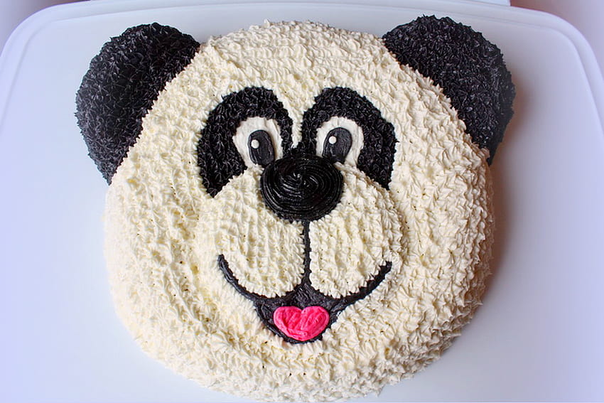 Una torta per Shayna, blu, bianca, nera, sorriso, torta, panda Sfondo HD