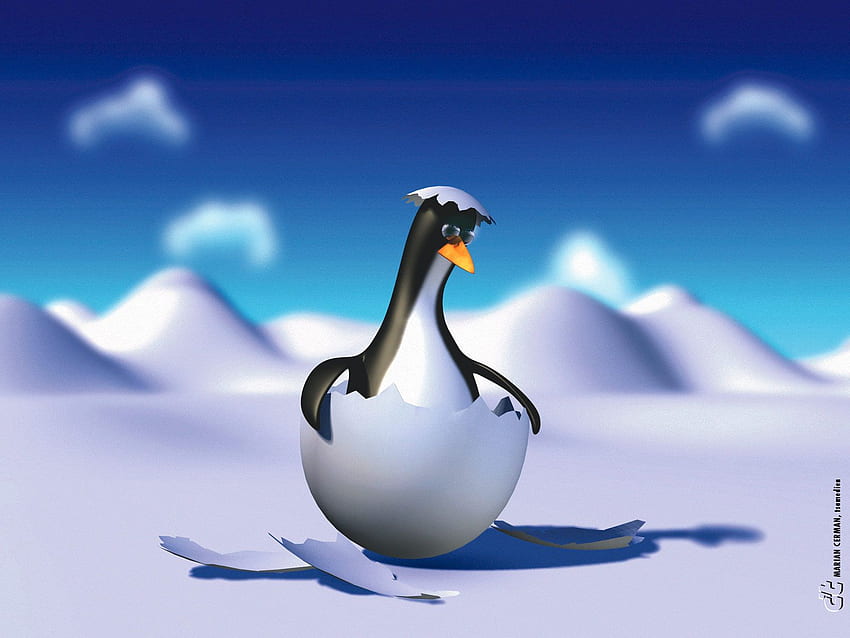 Divertidos dibujos animados en 3D, lindos dibujos animados de animales de invierno fondo de pantalla