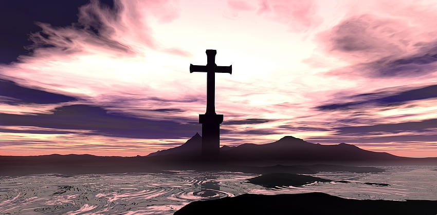 Rising of the Cross, Abstract, Cross, Hills, Religious, Fantasy, Sky HD wallpaper
