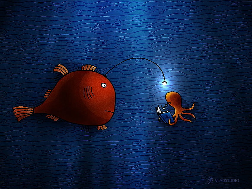 light fish deep sea anglerfish High Quality, Deep Meaning HD wallpaper