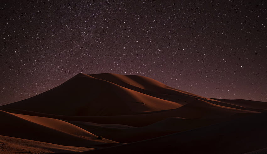 砂漠、夜間、星、スカイライン 高画質の壁紙