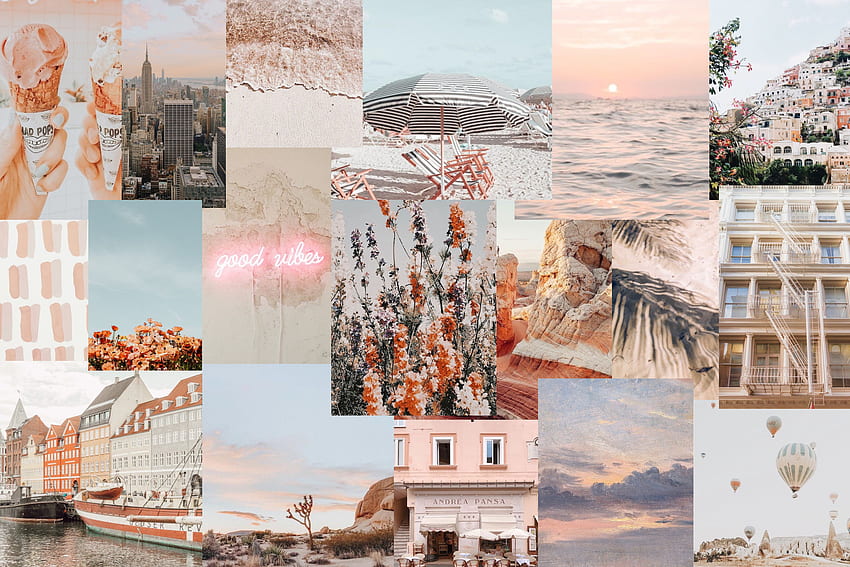 collage de viajes rosa estético. Laptop rosa, Cute tumblr, Beachy fondo de pantalla