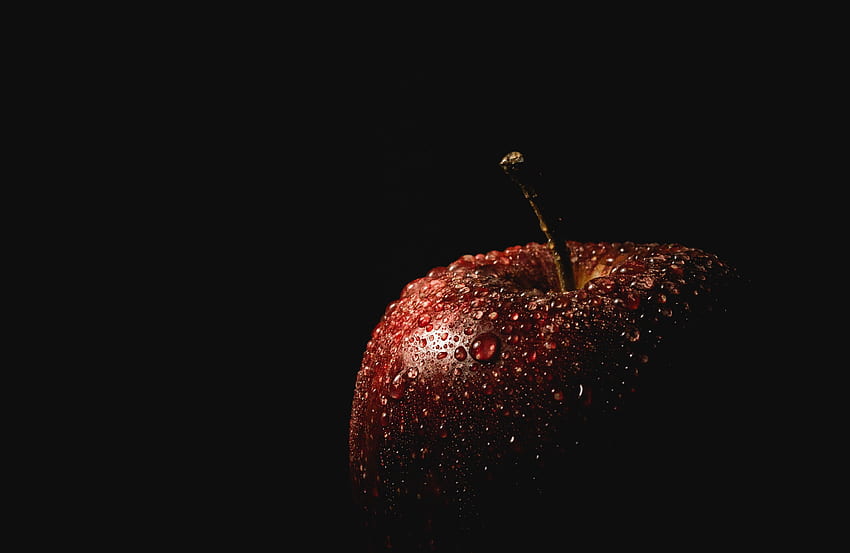 Dark, Apple, Drops, Black Background HD wallpaper