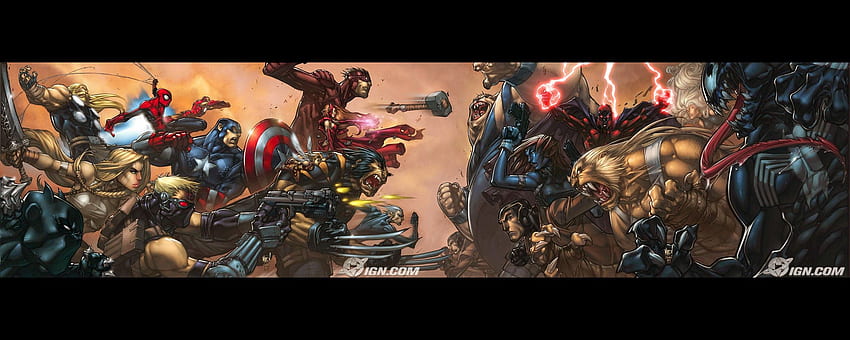 Iron Man Venom Thor Spider Man Capitán América X Men Wolverine Duelo, Superhéroe dual fondo de pantalla