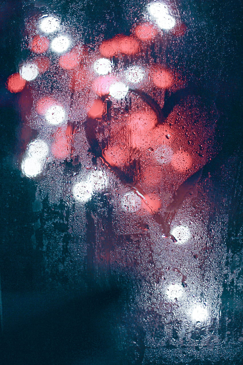 Love, Lights, Wet, Blur, Smooth, Glass, Heart HD phone wallpaper
