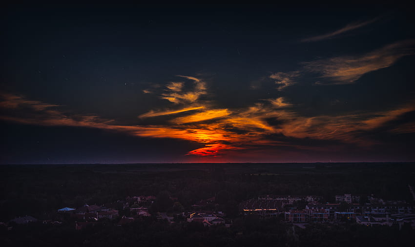Cities, Sunset, City, View From Above, Horizon, Hungary, Kecskemet, Ketschkemet HD wallpaper