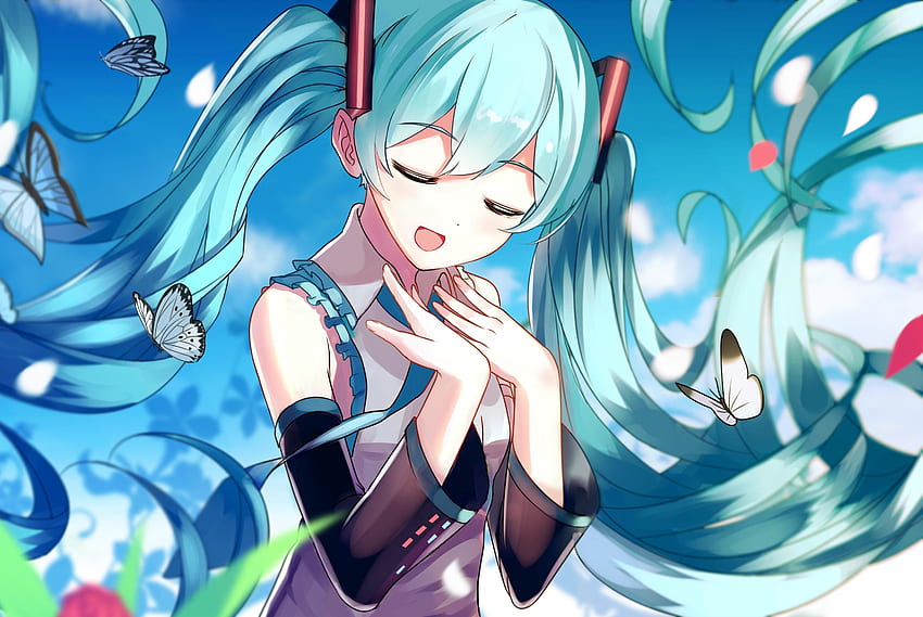 Süß, schön, Hatsune Miku, lange Haare HD-Hintergrundbild