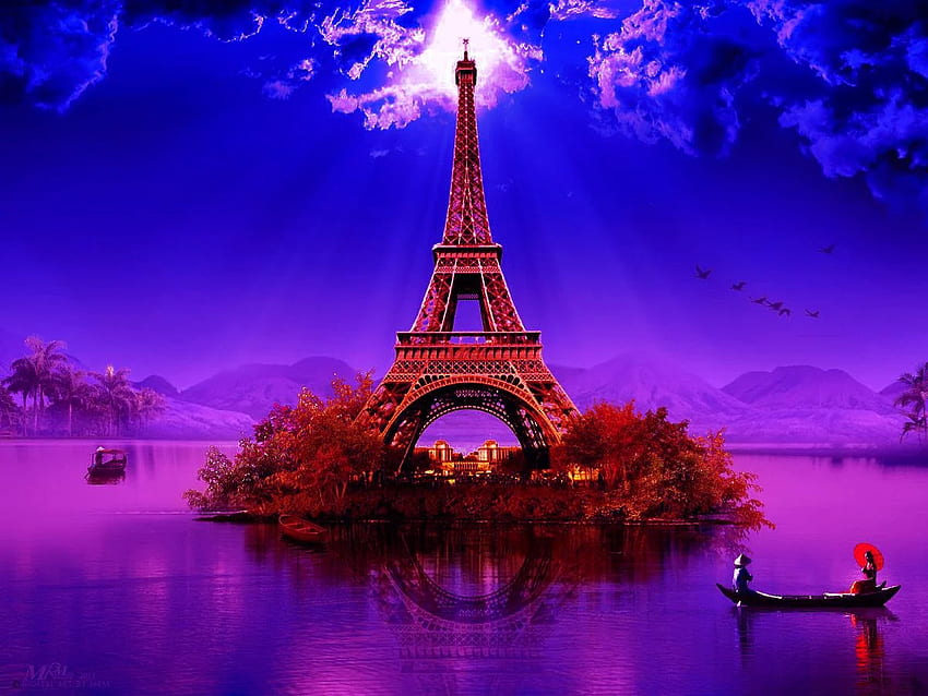 for Purple Eiffel Tower . Places to See HD wallpaper