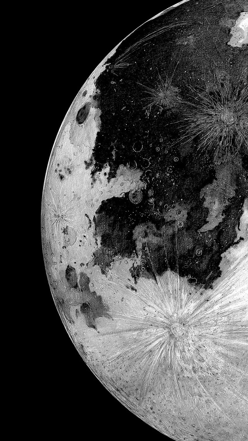 Moon Planet Amoled, Dunkel, Monochrom • Für Sie, Schwarz und Weiß AMOLED HD-Handy-Hintergrundbild