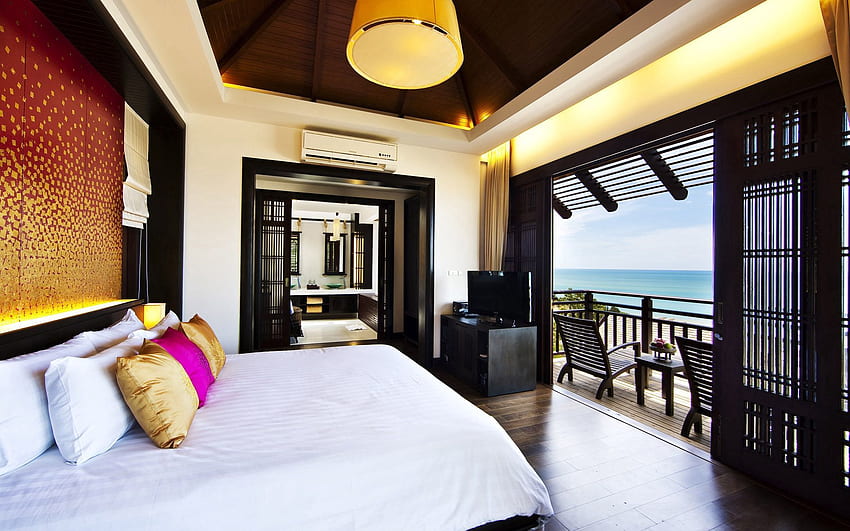 Room, View, Furniture, Bed, Sleeping, Bedroom, Balcony HD wallpaper
