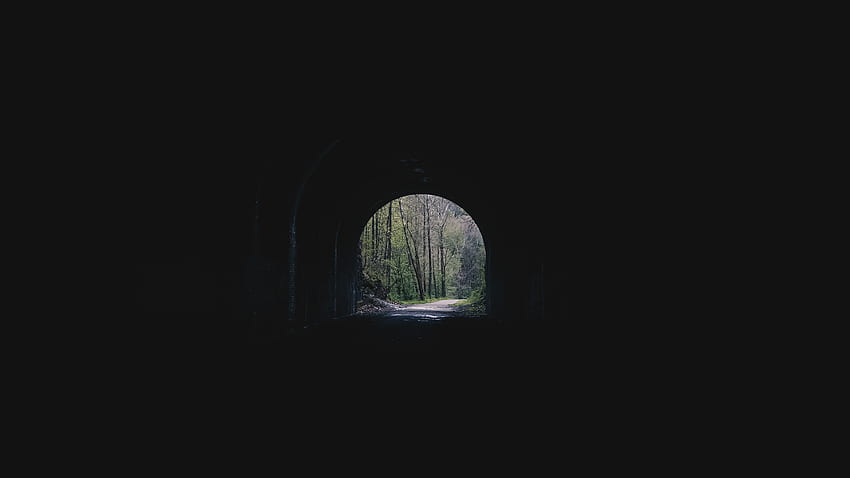 Vicolo, alberi, buio, arco, tunnel Sfondo HD