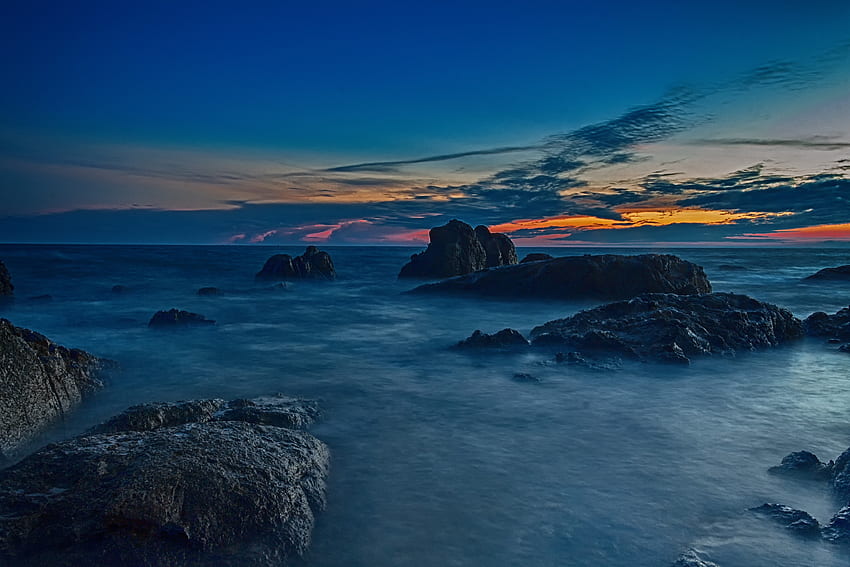 Vietnam, coast, sunset, rocks, nature HD wallpaper