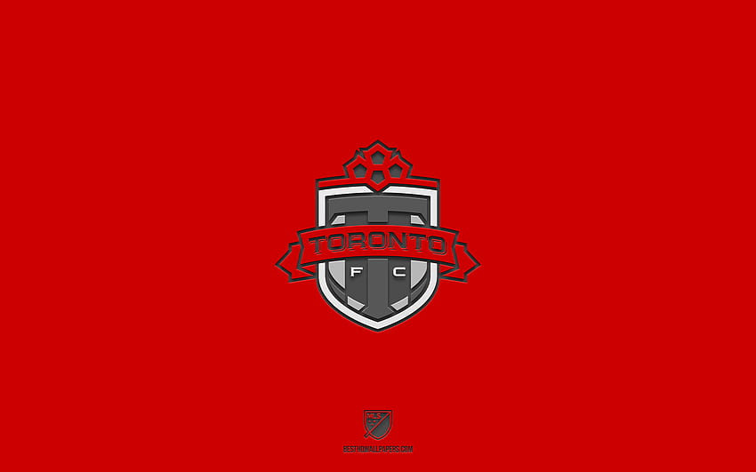 Toronto FC, czerwone tło, kanadyjska drużyna piłkarska, godło Toronto FC, MLS, Toronto, Kanada, USA, piłka nożna, logo Toronto FC Tapeta HD