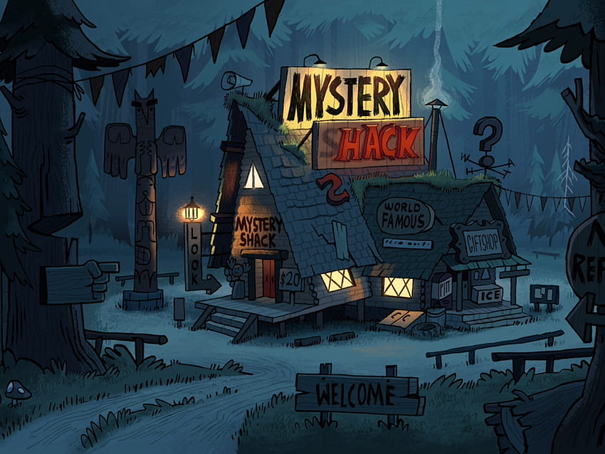 Mystery Shack at Night. Background. Cool art, Mystery, Gravity Falls Aesthetic HD wallpaper