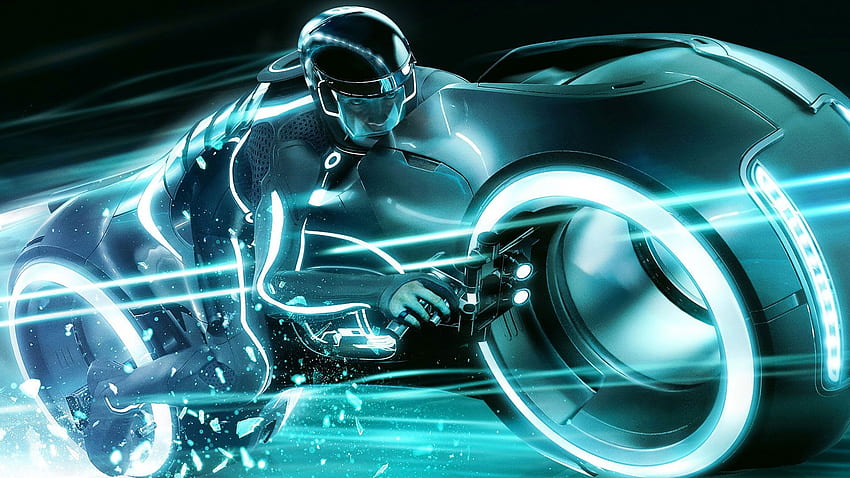 tron legacy motorcycle speed neon, Background HD wallpaper