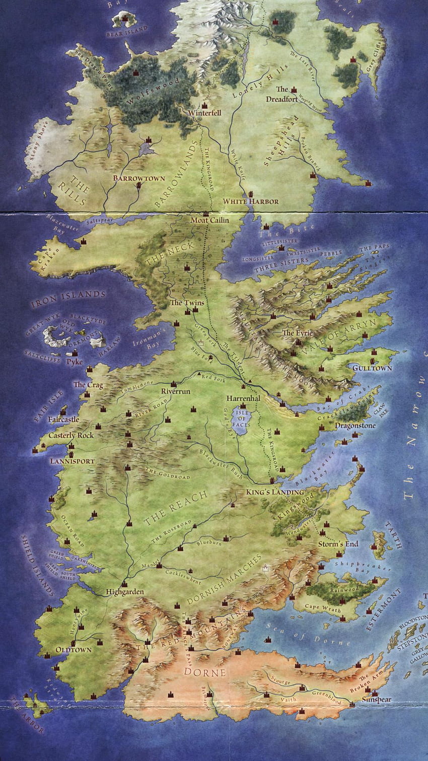 Игра на тронове Карта на Вестерос. : Високо HD тапет за телефон