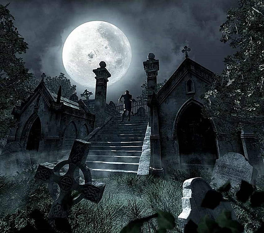 Gothic Scene, Gothic Moon HD wallpaper