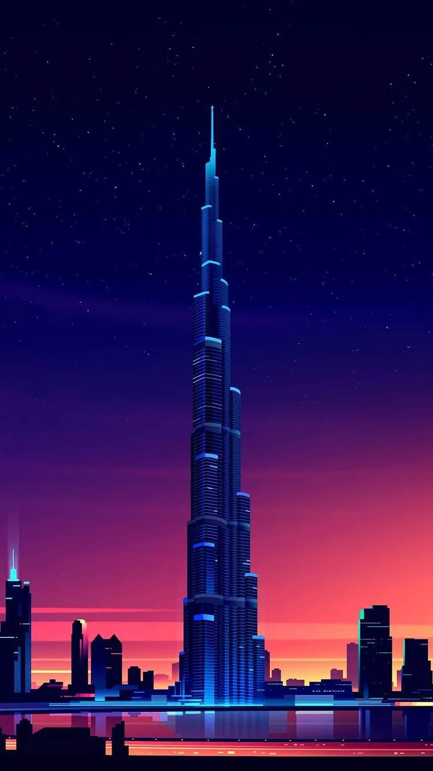 Дубай Burj Khalifa Минималистичен iPhone 6, iPhone 6S, iPhone 7 HD тапет за телефон