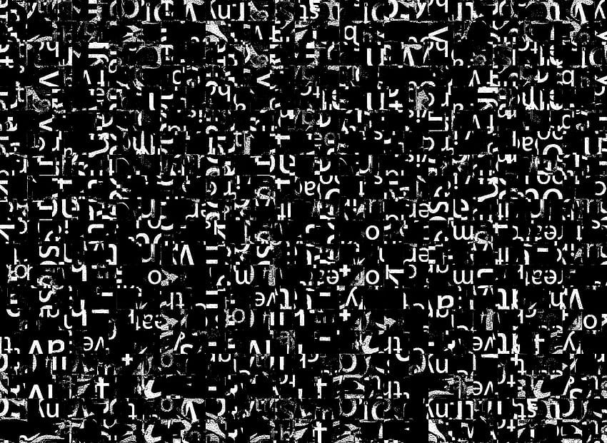 Letras preto-branco, textura, tipografia papel de parede HD