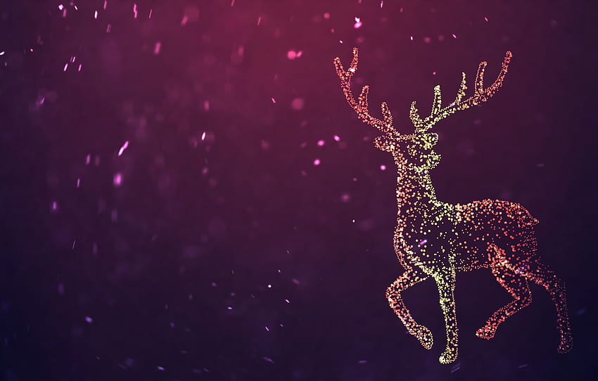 Winter, Minimalism, Snow, Deer, Snowflakes, Background for , section минимализм, Minimalist Deer HD wallpaper