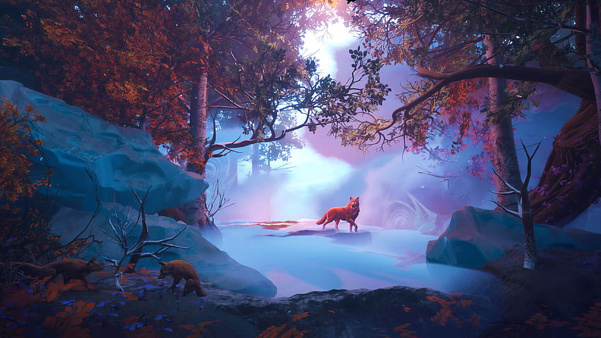 魔法の冬の森 - バット、魔法のラップトップの魔法の冬の森の背景 高画質の壁紙