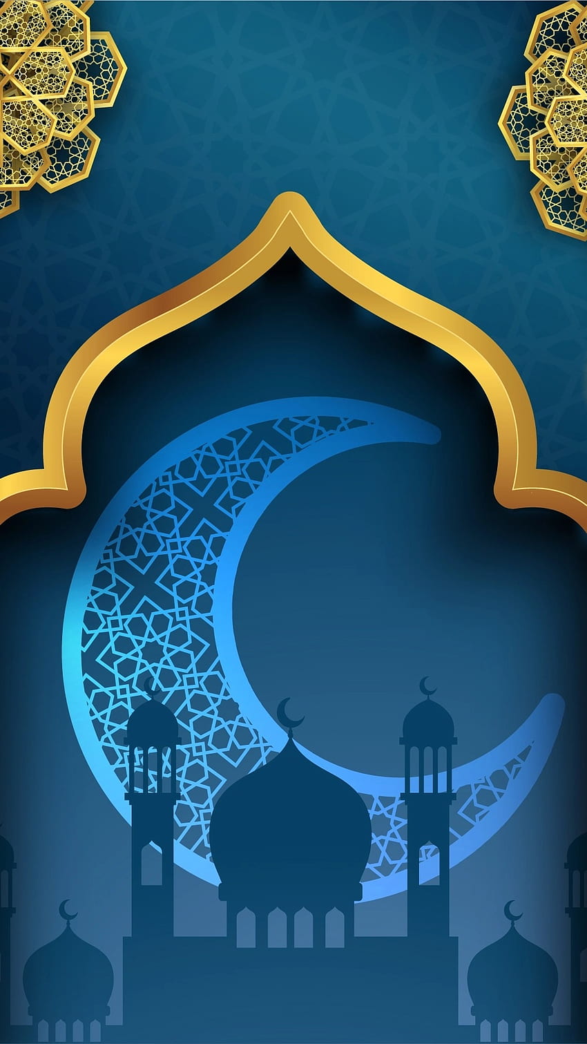 Ramadan, niebieskie tło, księżyc Tapeta na telefon HD