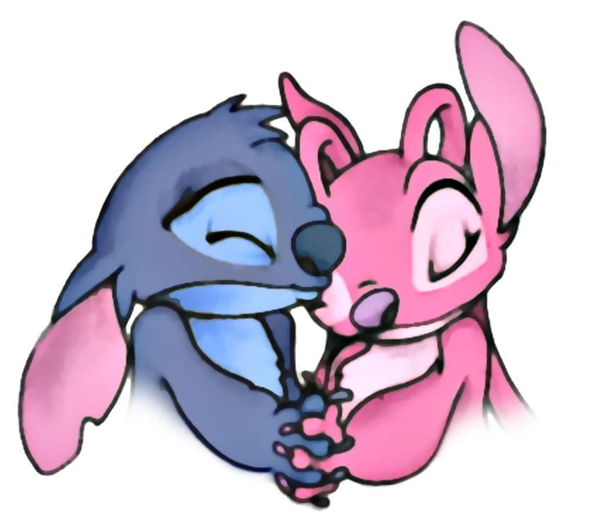 Lilo & Stitch Fan Art: Stitch & Angel прегръщат. Рисунки на Лило и Стич, Стич Дисни, Стич рисуване, Стич Любов HD тапет
