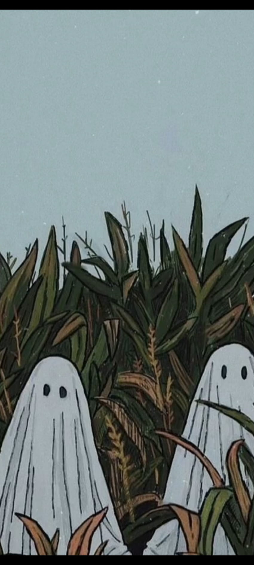 Fantasmas en un maizal, halloween, fantasma fondo de pantalla del teléfono