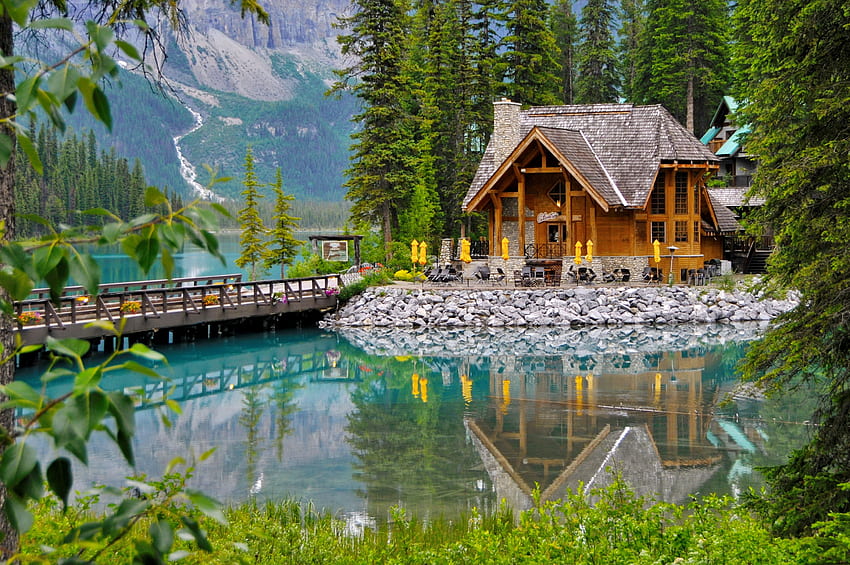 Emerald lake, Emerald, Yoho, beautiful, mountain, lake, cabin, national ...