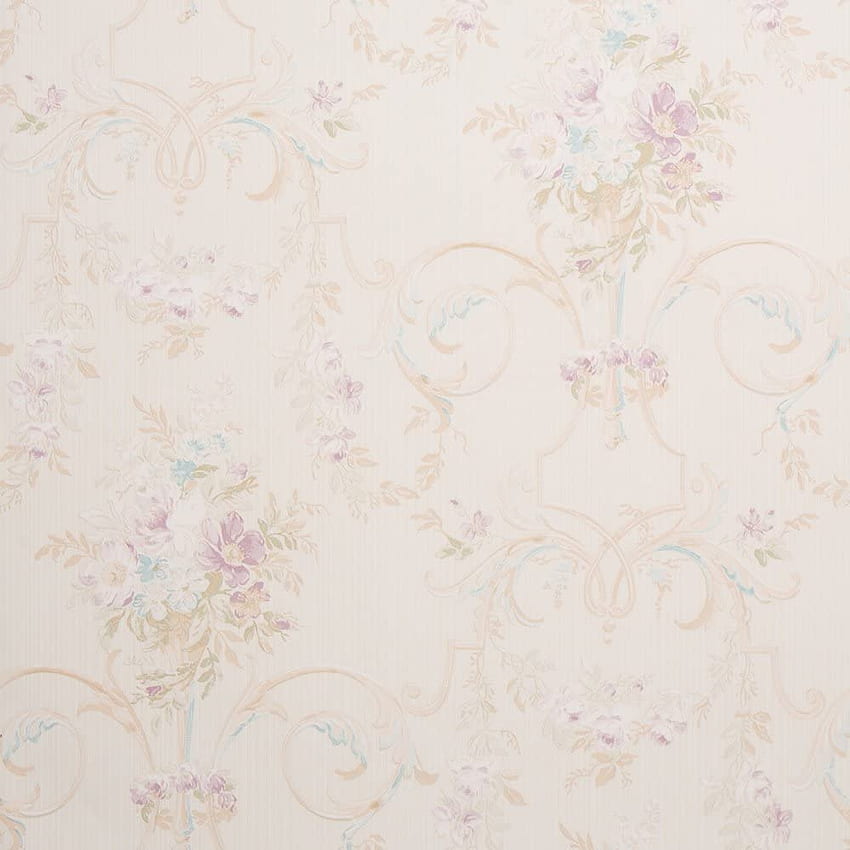 Cottage Floral Beige Shabby Chic na ścianę — próbka — Romosa Wallcoverings LL7540, Vintage Chic Tapeta na telefon HD
