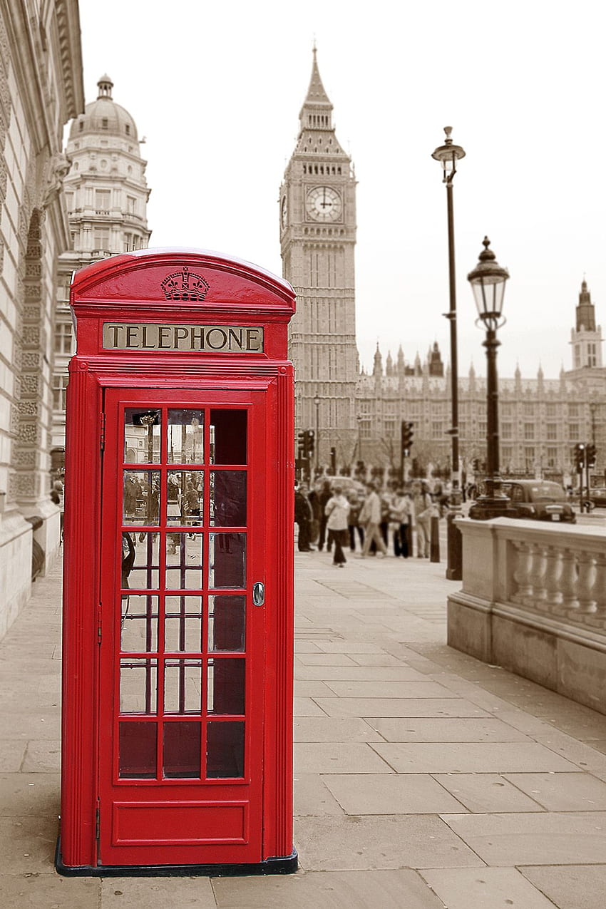 런던의 영국 빨간 전화 부스 - Red Telephone Booth London - HD 전화 배경 화면
