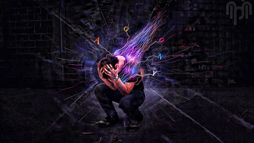 Abstract, Lines, Man, Explosion, Paints, Emotions HD wallpaper