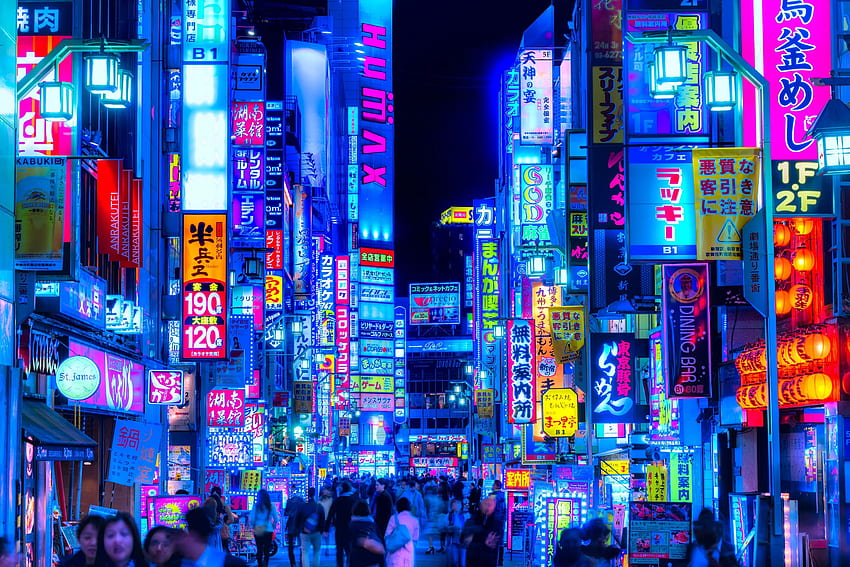 Travel Amazing Asia: 東京、日本。 東京の夜、夜の街の明かり、ネオン東京 高画質の壁紙