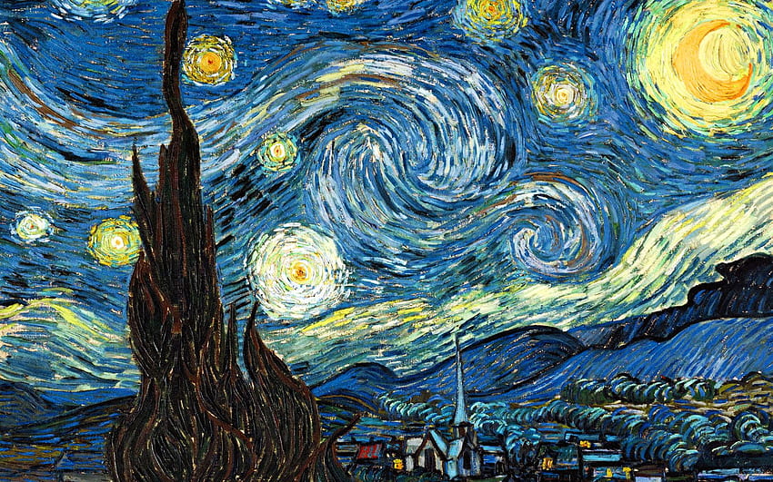 dipinti, Vincent Van Gogh, Notte stellata -, Vincent Van Gogh la notte stellata Sfondo HD