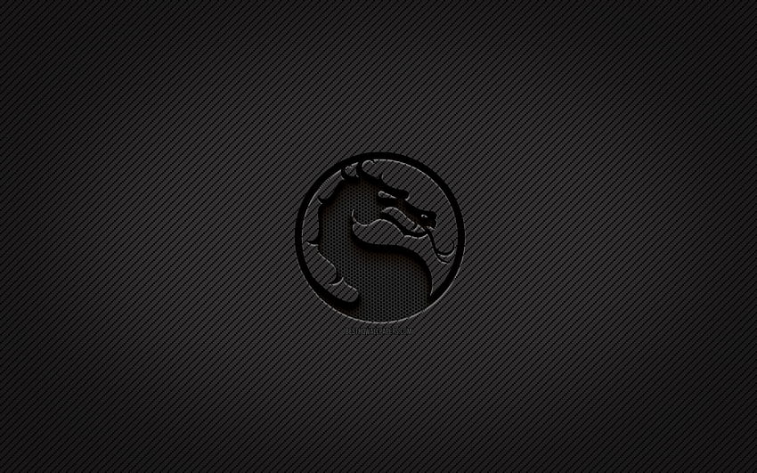 Mortal kombat carbon logo, grunge art, carbon background, kreatywne, czarne logo Overwatch, symulator walk, logo Mortal kombat, Mortal kombat Tapeta HD