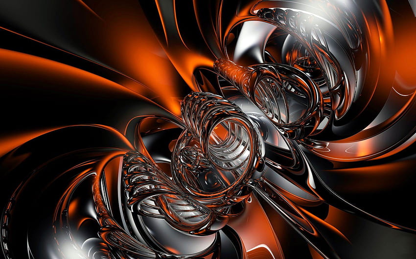 Червен Черен Бял Абстракт, 3D Оранжев Абстракт HD тапет