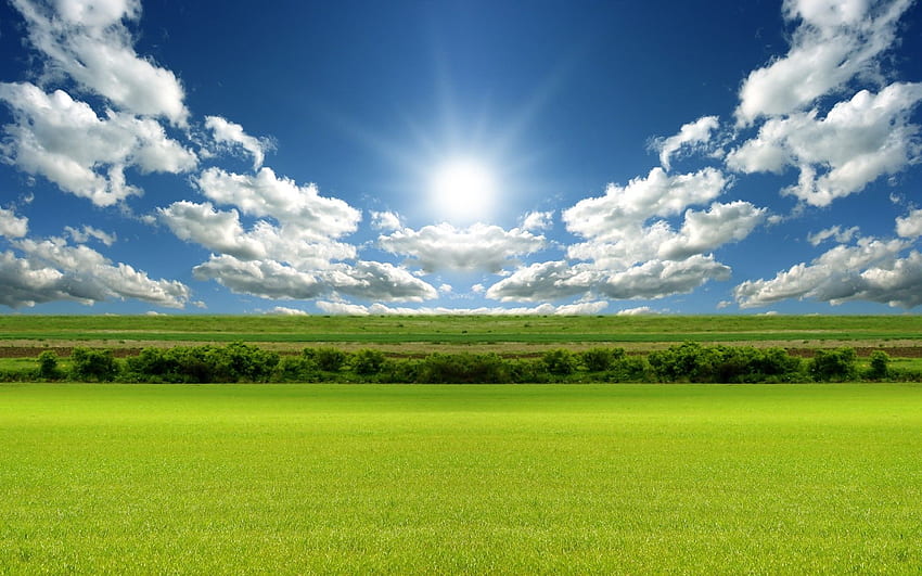 clouds, nature, Sun, fields HD wallpaper