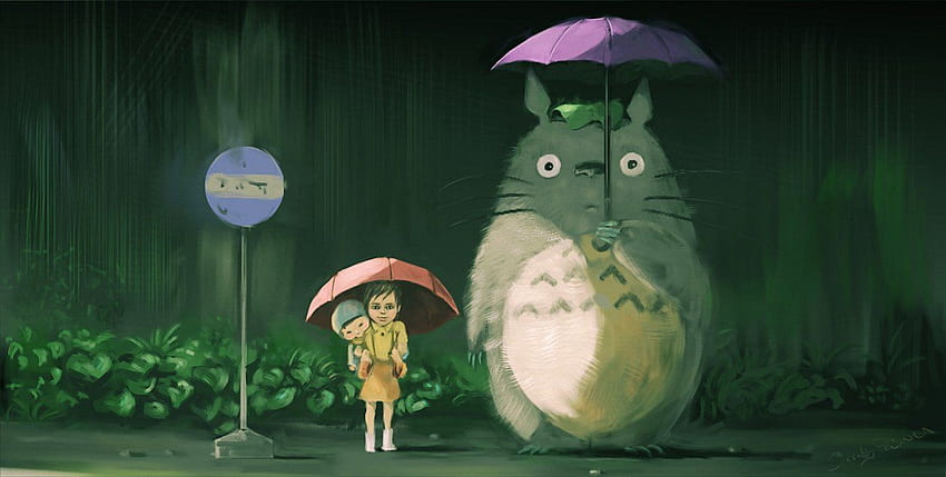 My Neighbor Totoro Bus Stop Scene By Speedy Painter HD wallpaper | Pxfuel