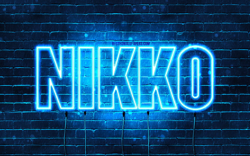 Happy Birtay Nikko, , blue neon lights, Nikko name, creative, Nikko Happy Birtay, Nikko Birtay, popular japanese male names, with Nikko name, Nikko HD wallpaper