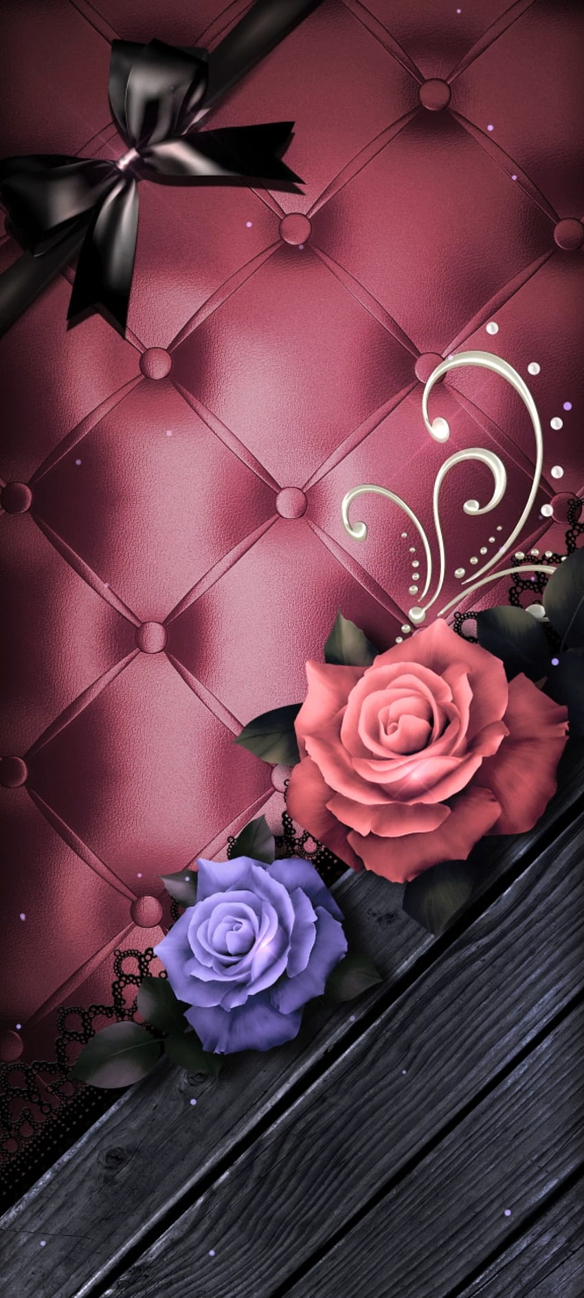 Borde de cuero rosa, rosa de té híbrido, rosa, premium, oscuro, lujo fondo de pantalla del teléfono