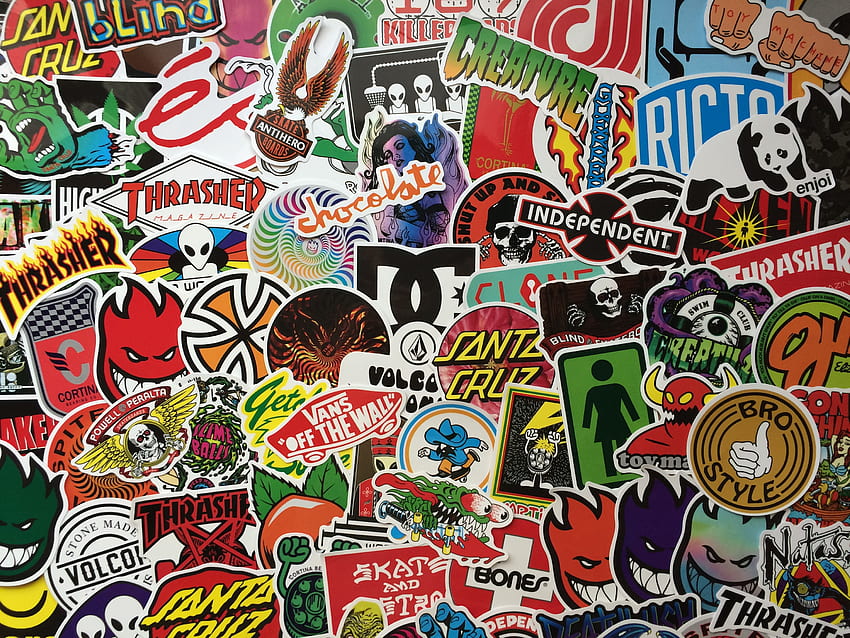 Set of Stickers Stickers Brands Skate Snowboard Rider, Brand Collage HD wallpaper
