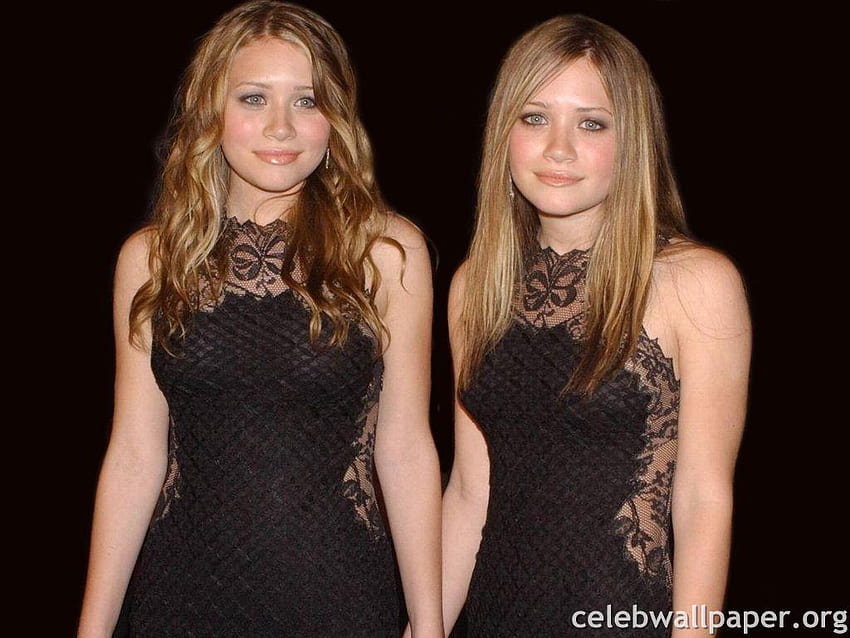 The Olsen Twins, mulheres, vestido preto, loira, olhos azuis, cabelos longos, atrizes papel de parede HD