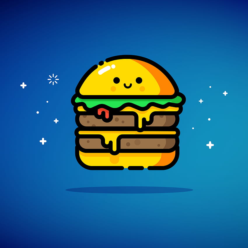 Hamburguesa con queso, Doble, Azul, Smiley, Minimal, Minimal Food fondo