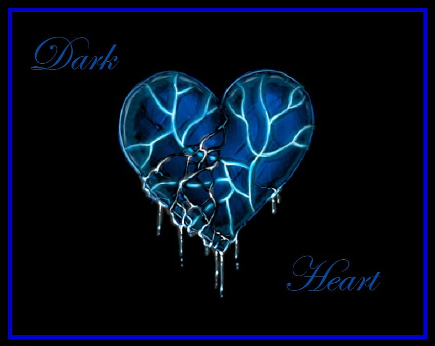 Dark Heart, blue, artwork, black, abstract, fantasy, heart, dark HD wallpaper