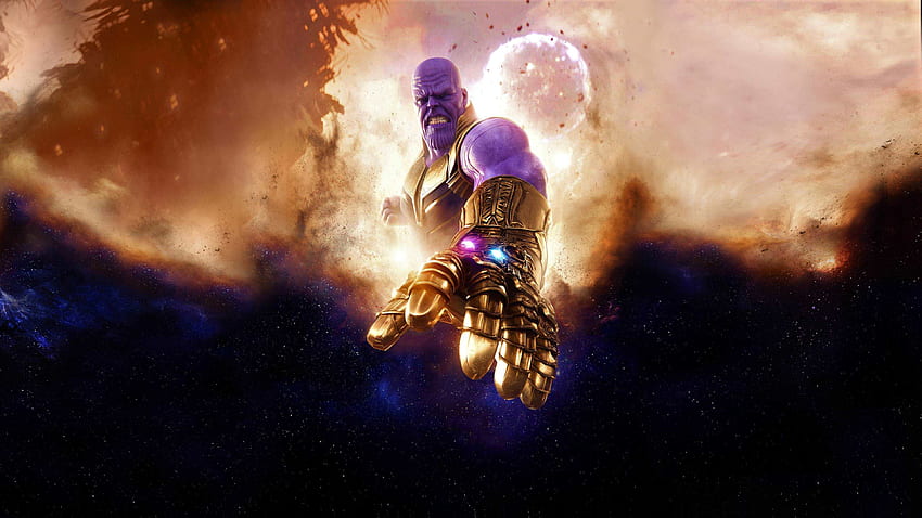 Thanos, nuvens, Vingadores: guerra infinita, vilão, obra de arte papel de parede HD
