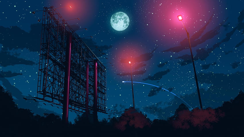 Aesthetic Anime Background Night Sky, Aesthetic Anime Sky HD wallpaper